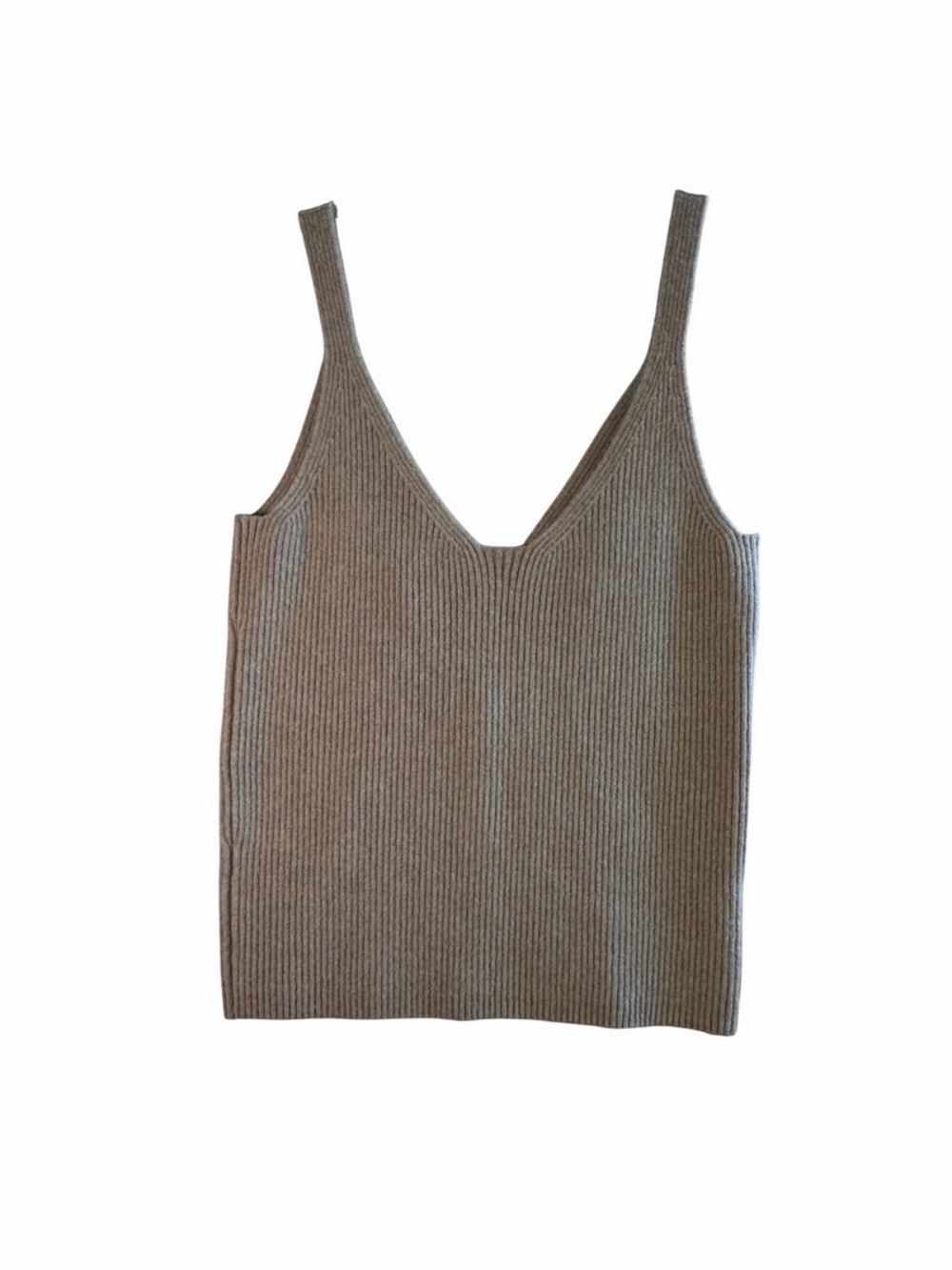J. Crew Ribbed V-Neck Tank - Taupe